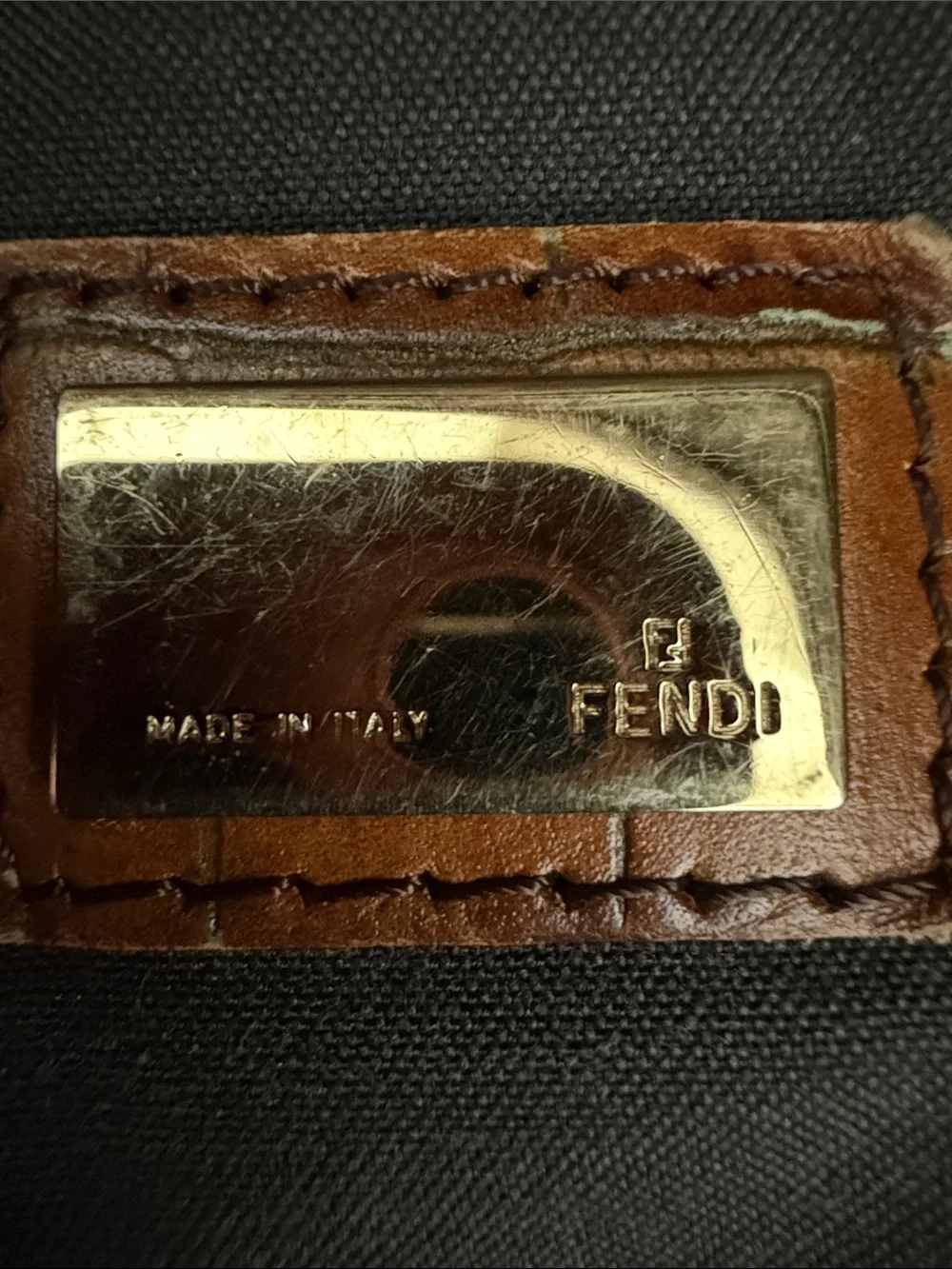 Fendi Brown Monogram Canvas Shoulder Bag with Logo Charm